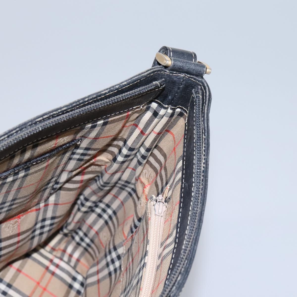 Burberrys Shoulder Bag Leather Black Gold Auth bs23277