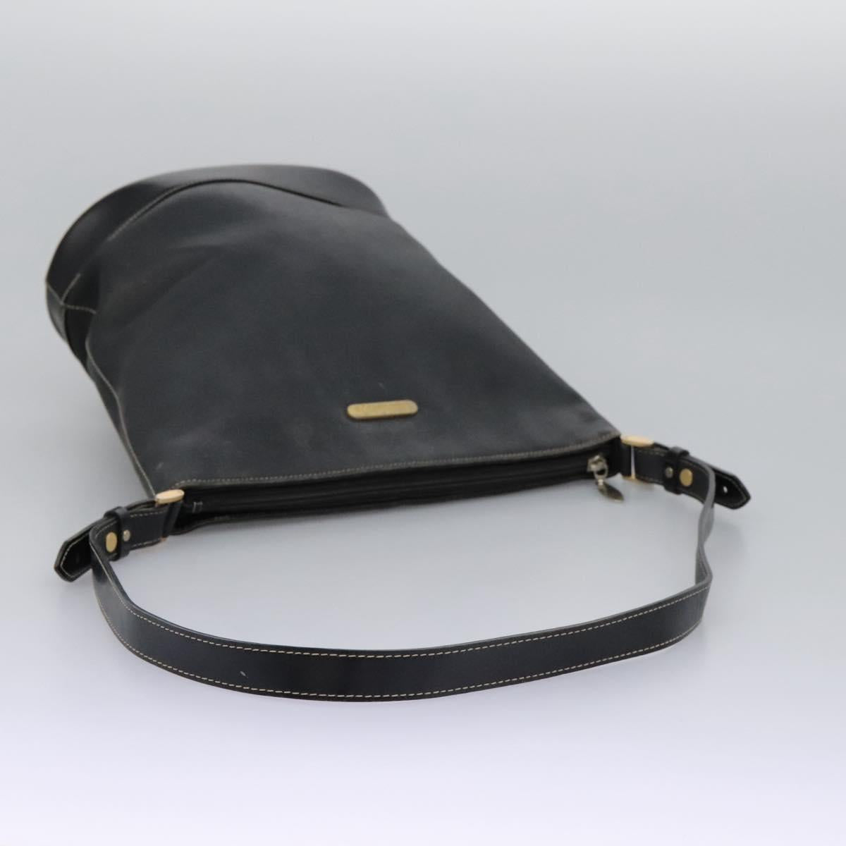 Burberrys Shoulder Bag Leather Black Gold Auth bs23277