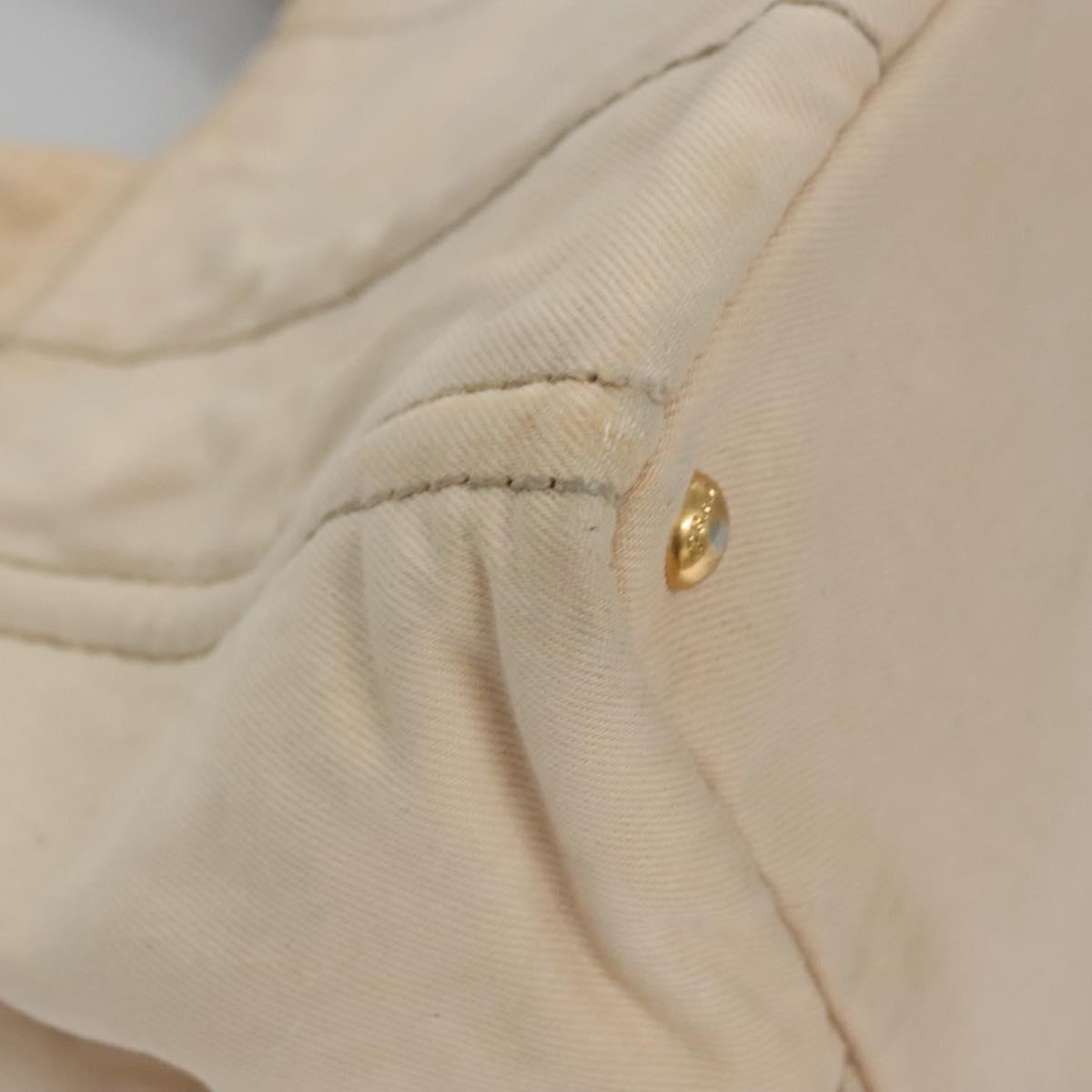 PRADA Canapa MM Hand Bag Canvas Beige Gold Auth bs23301