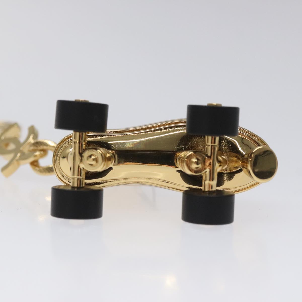 CHANEL Roller Skates Charm metal Gold CC Auth bs23306A