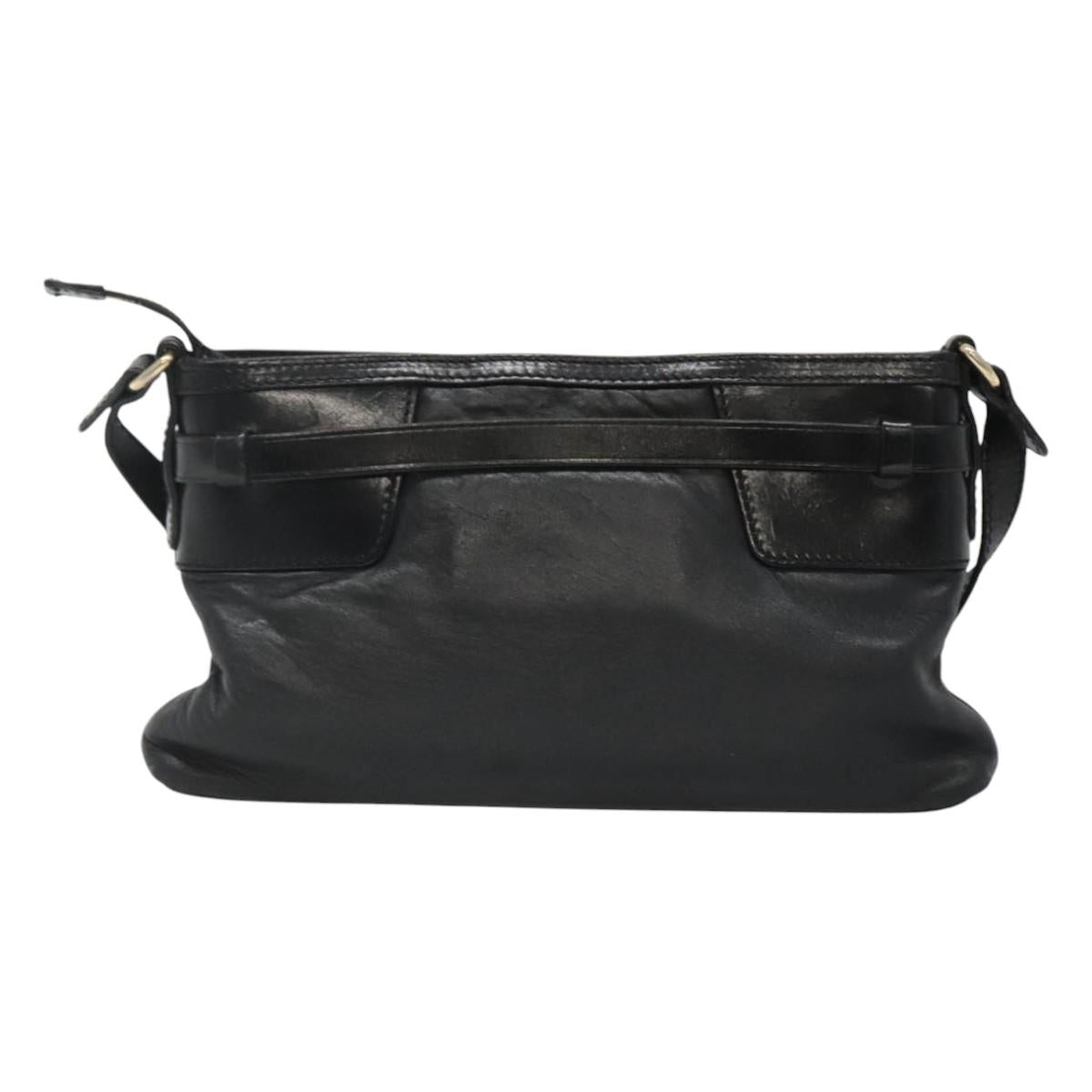 BURBERRY Shoulder Bag Leather Black Auth bs23319