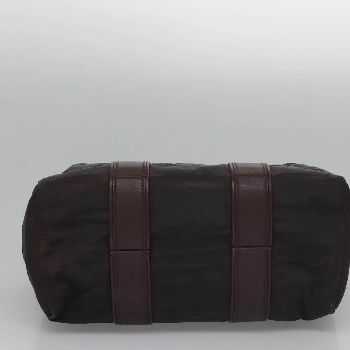 HERMES Acape Luco PM Hand Bag Nylon Brown Auth bs23322