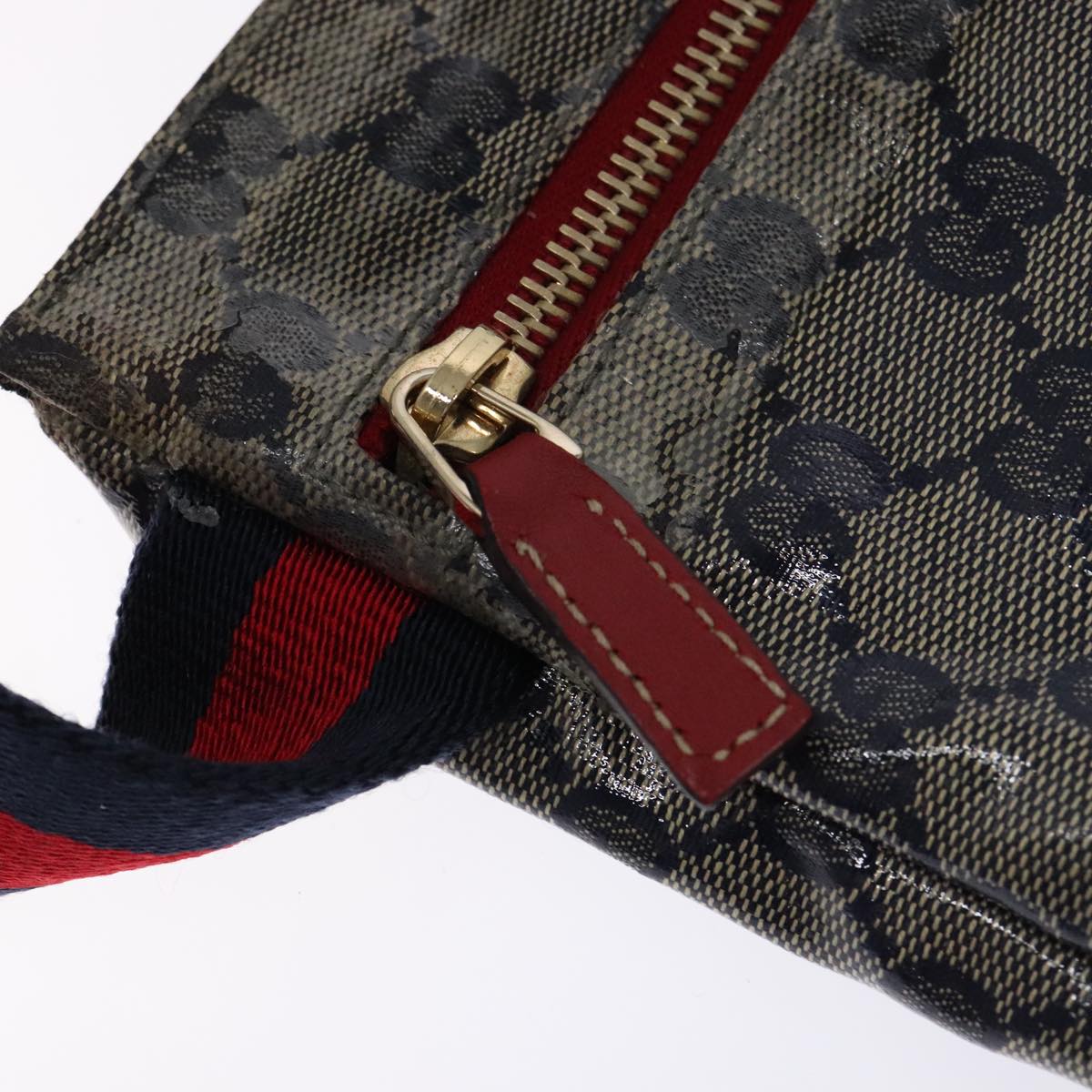 GUCCI GG Crystal Sherry Line Waist bag Gold Red Navy 28566 Auth bs23332