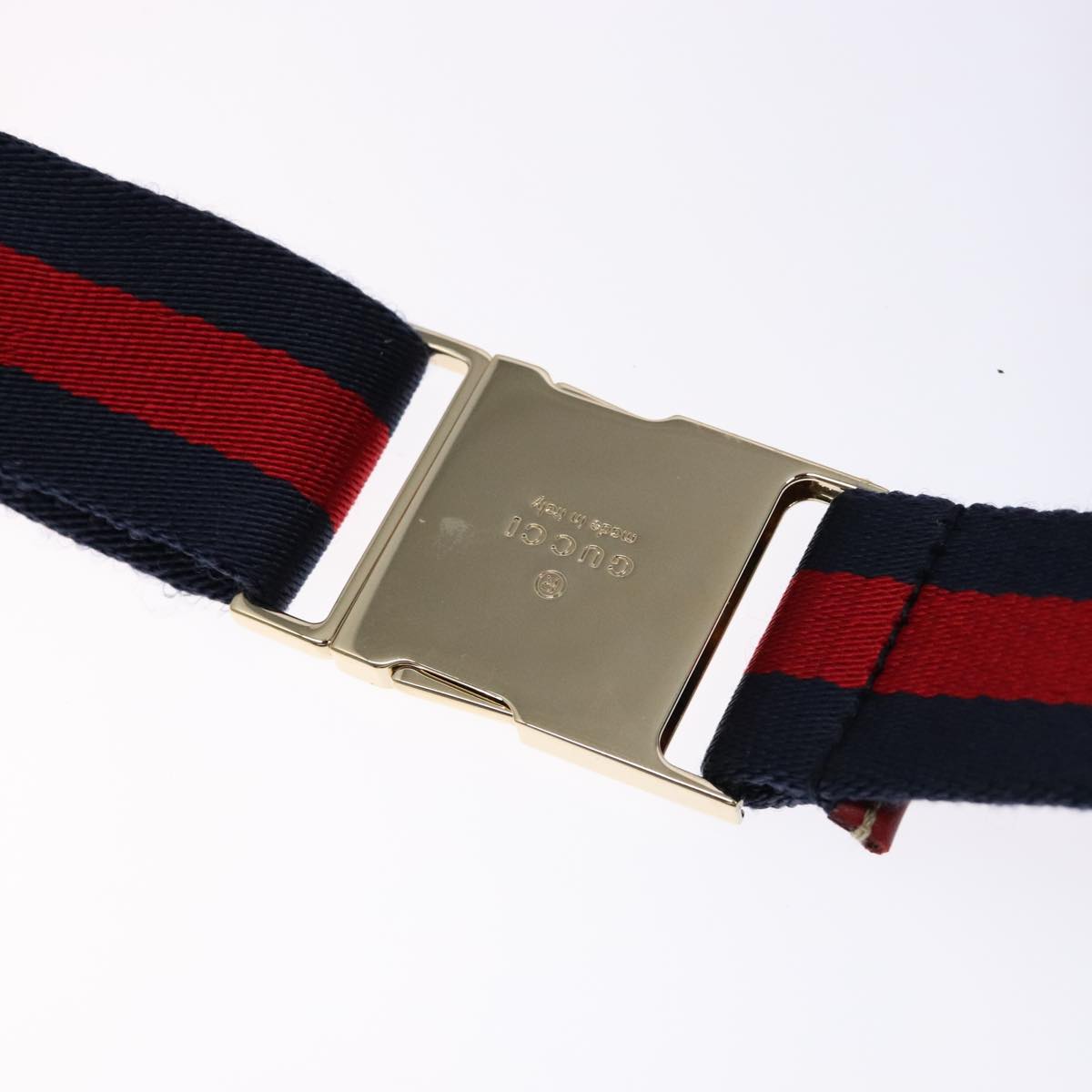 GUCCI GG Crystal Sherry Line Waist bag Gold Red Navy 28566 Auth bs23332