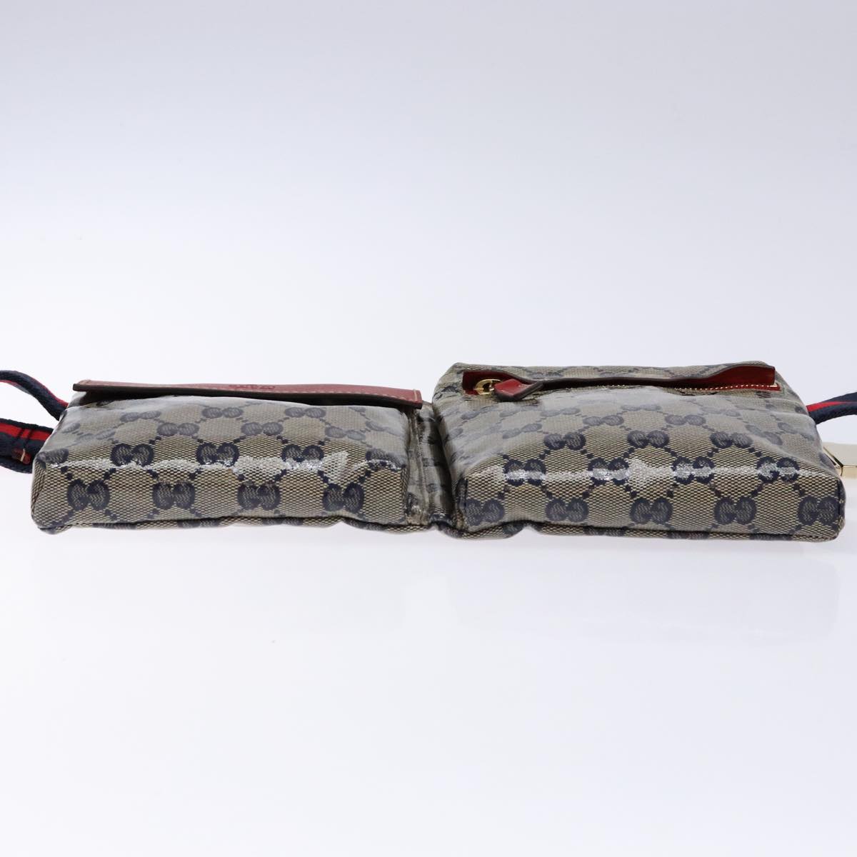 GUCCI GG Crystal Sherry Line Waist bag Gold Red Navy 28566 Auth bs23332