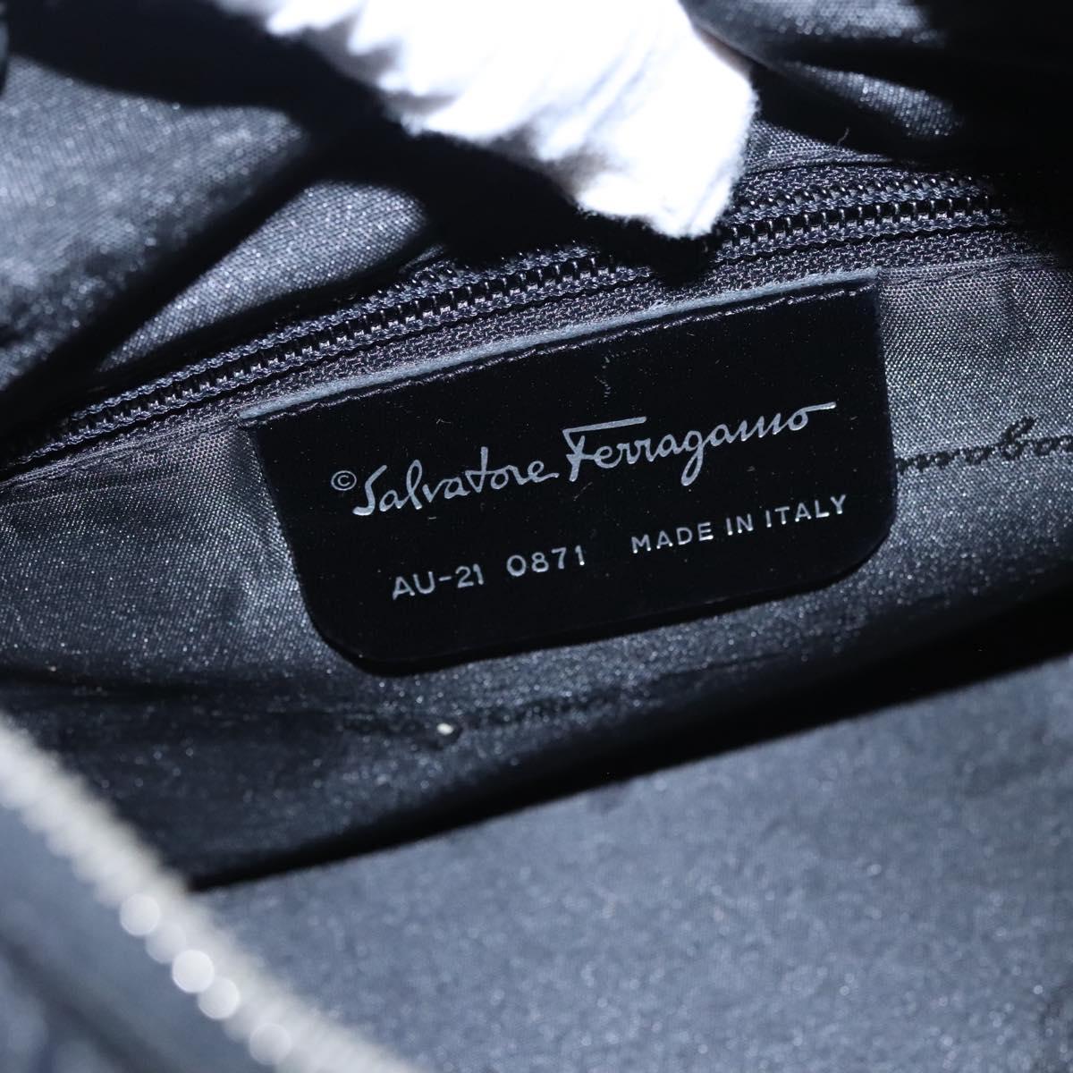 Salvatore Ferragamo Gancini Shoulder Bag Canvas Black Silver Auth bs23336