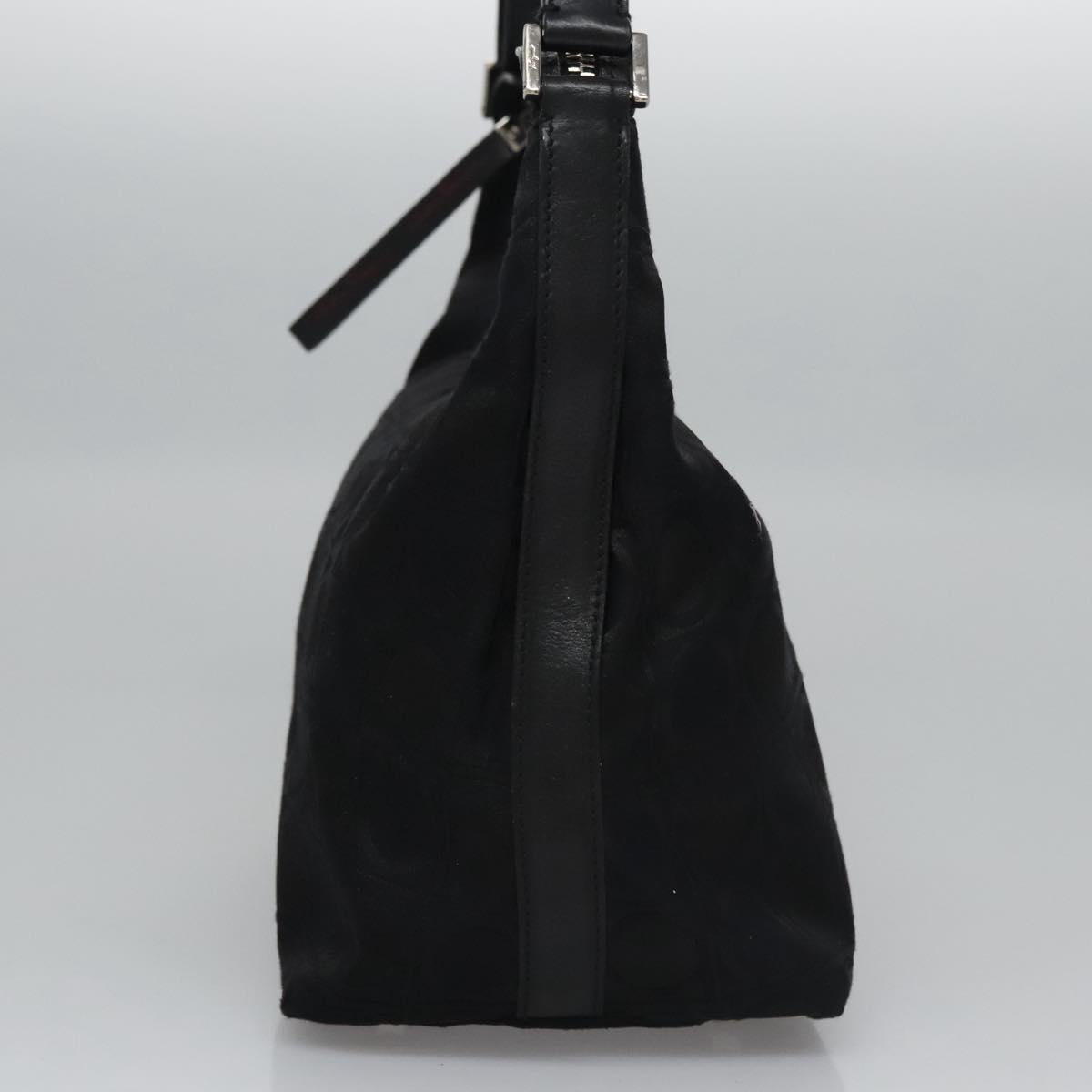 Salvatore Ferragamo Gancini Shoulder Bag Canvas Black Silver Auth bs23336