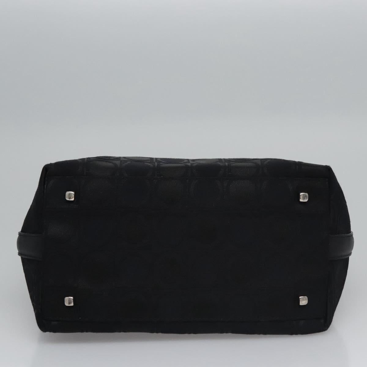 Salvatore Ferragamo Gancini Shoulder Bag Canvas Black Silver Auth bs23336