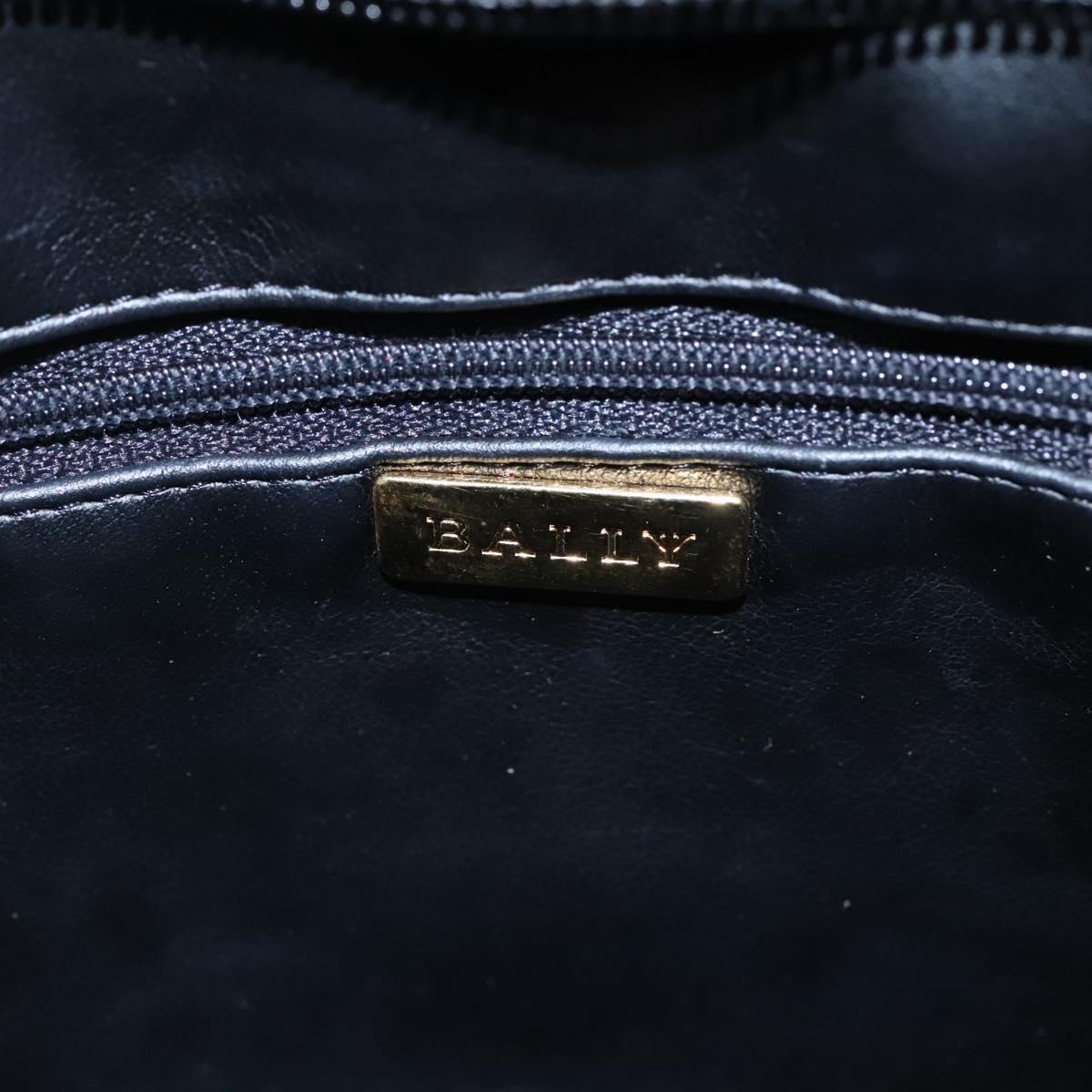 BALLY Quilted Chain Shoulder Bag Leather Black Gold Auth bs23339