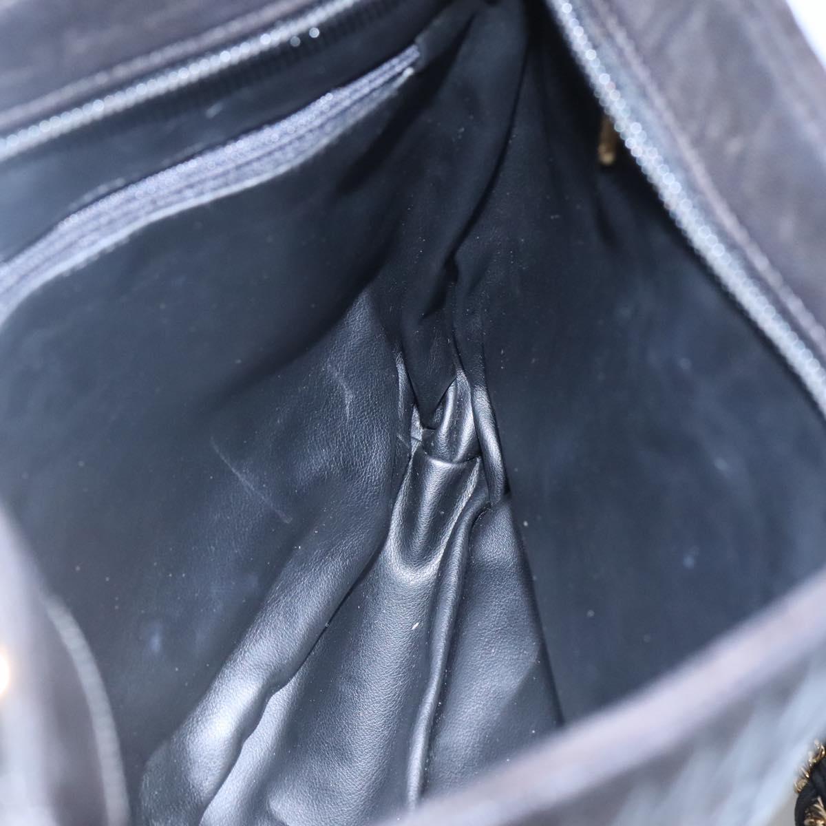 BALLY Quilted Chain Shoulder Bag Leather Black Gold Auth bs23339