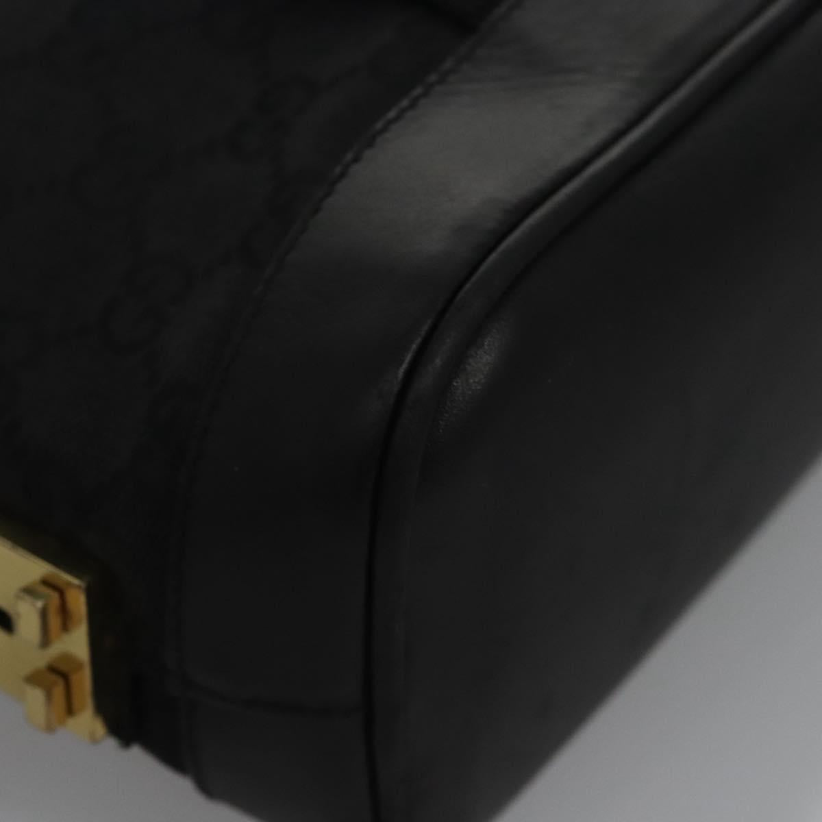 GUCCI GG Canvas Hand Bag Black Gold 92734 Auth bs23345