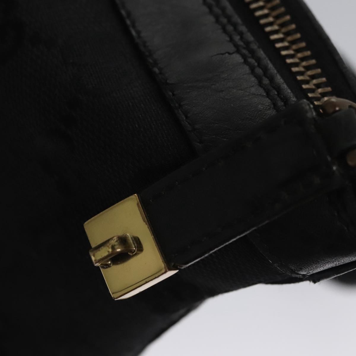 GUCCI GG Canvas Hand Bag Black Gold 92734 Auth bs23345