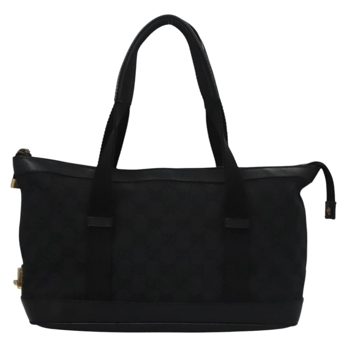 GUCCI GG Canvas Hand Bag Black Gold 92734 Auth bs23345