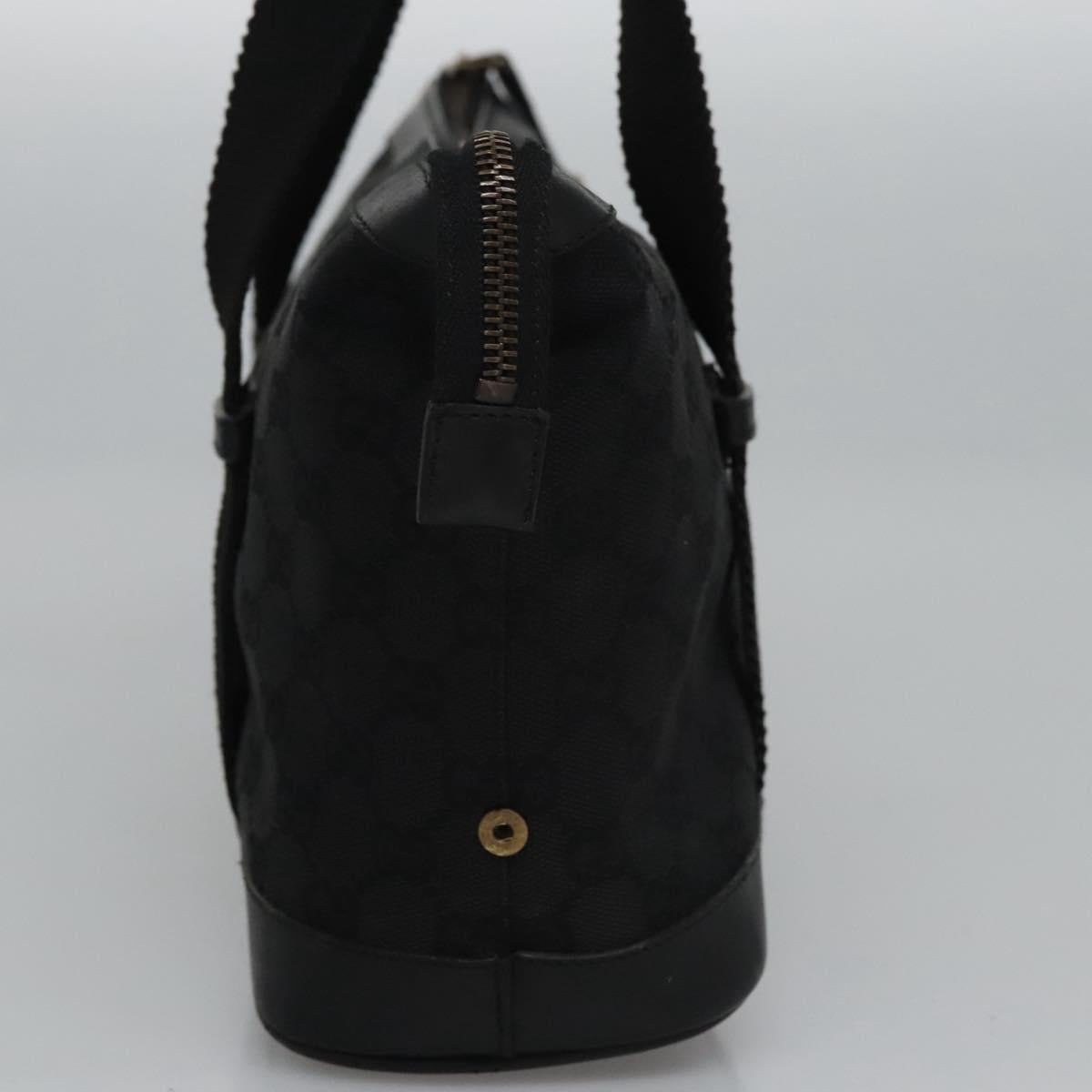 GUCCI GG Canvas Hand Bag Black Gold 92734 Auth bs23345