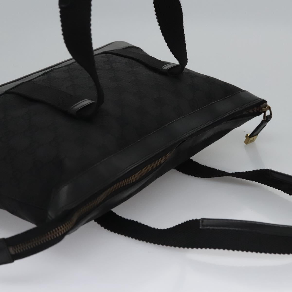 GUCCI GG Canvas Hand Bag Black Gold 92734 Auth bs23345