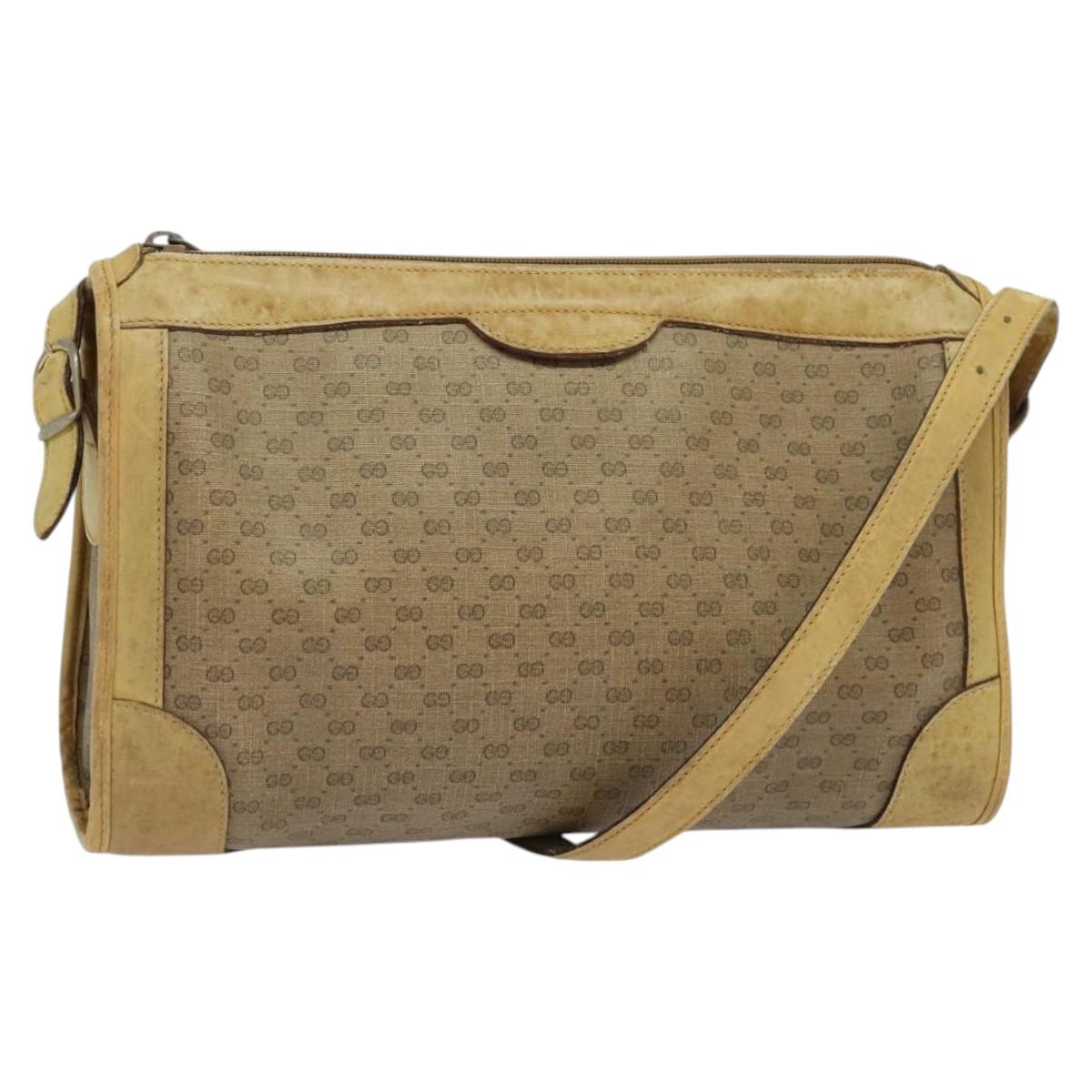 GUCCI Micro GG Supreme Shoulder Bag PVC Beige Gold Auth bs23363