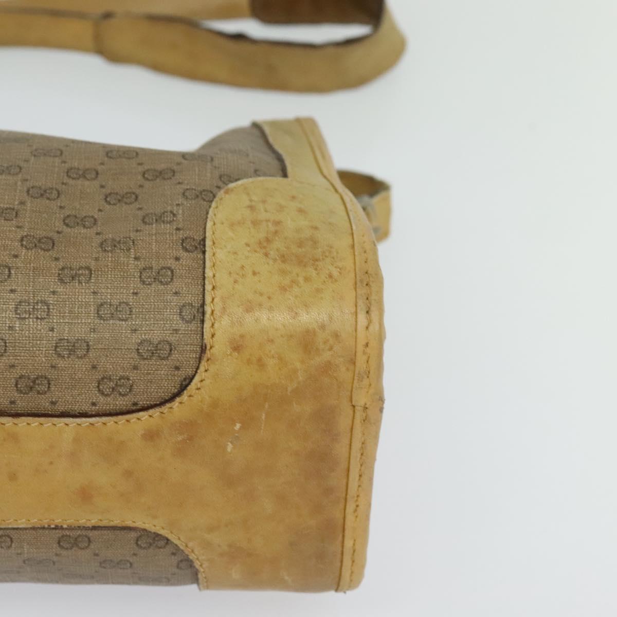 GUCCI Micro GG Supreme Shoulder Bag PVC Beige Gold Auth bs23363