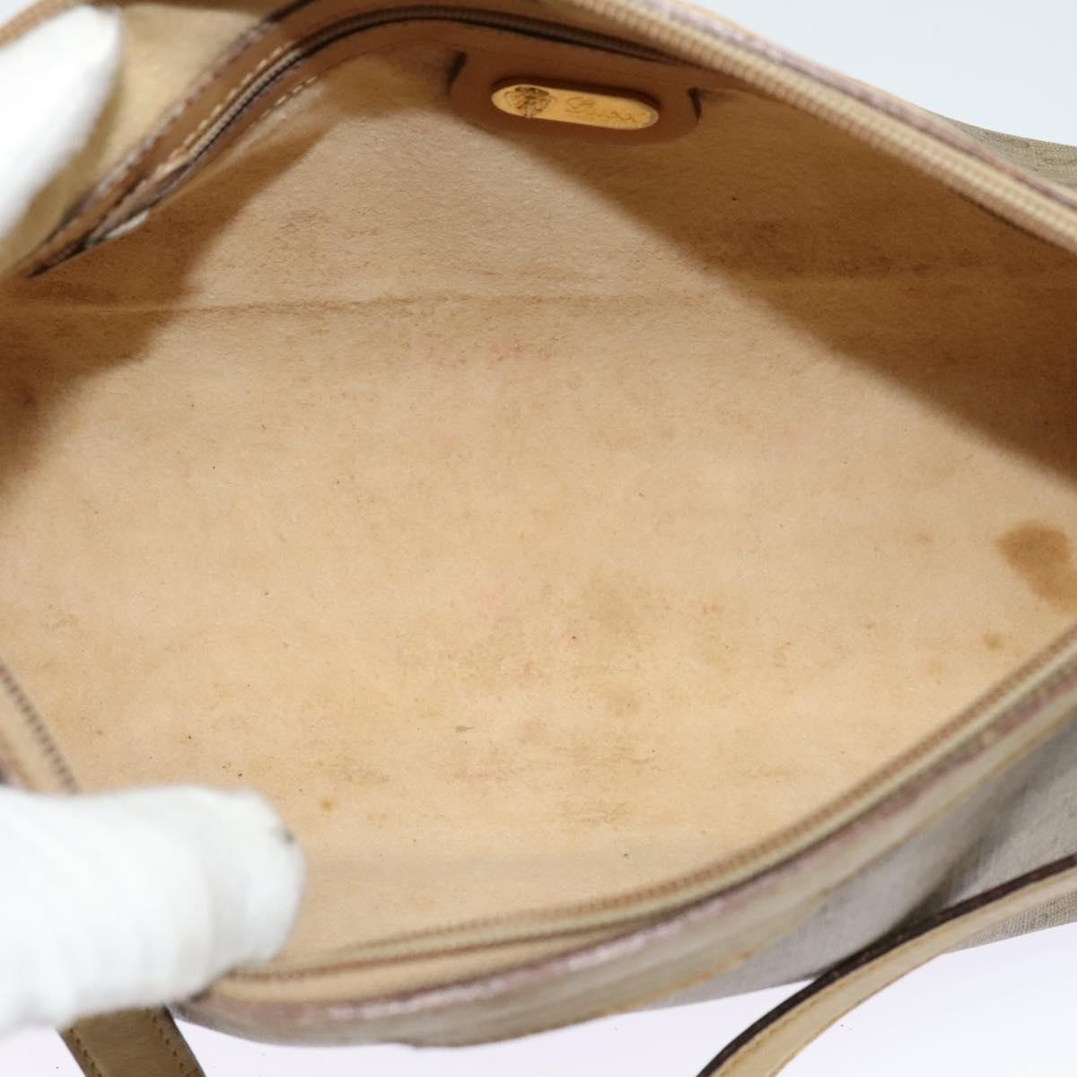GUCCI Micro GG Supreme Shoulder Bag PVC Beige Gold Auth bs23363