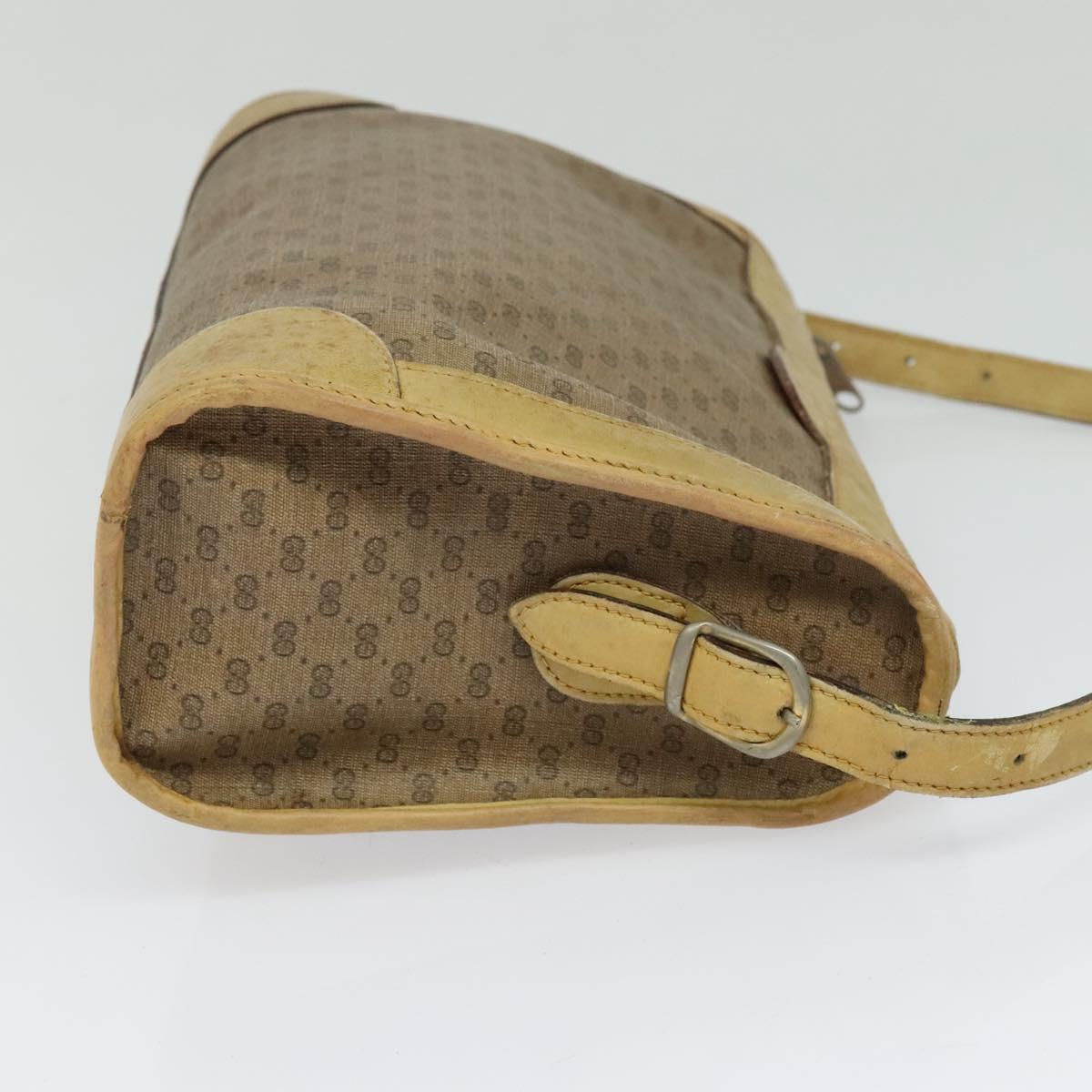 GUCCI Micro GG Supreme Shoulder Bag PVC Beige Gold Auth bs23363