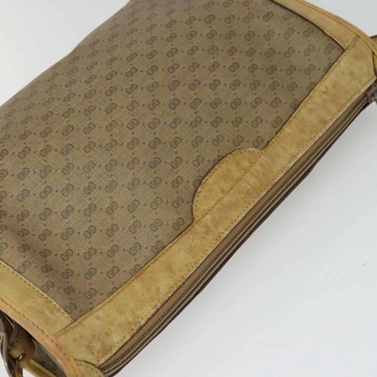 GUCCI Micro GG Supreme Shoulder Bag PVC Beige Gold Auth bs23363