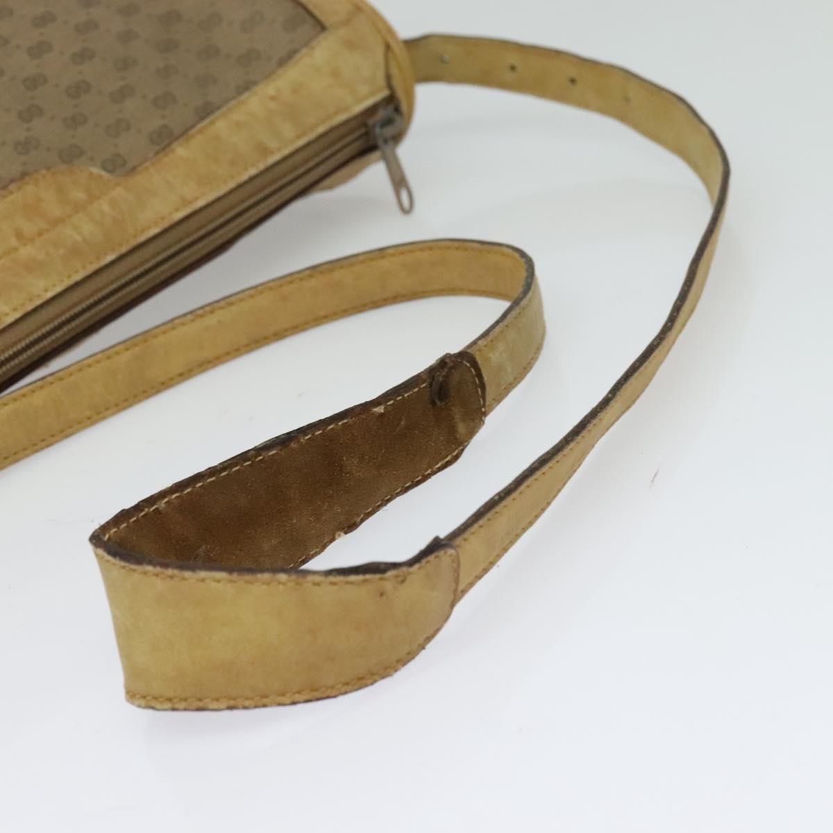 GUCCI Micro GG Supreme Shoulder Bag PVC Beige Gold Auth bs23363