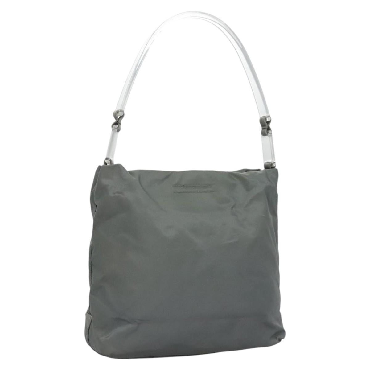 PRADA Shoulder Bag Nylon Gray Auth bs23398