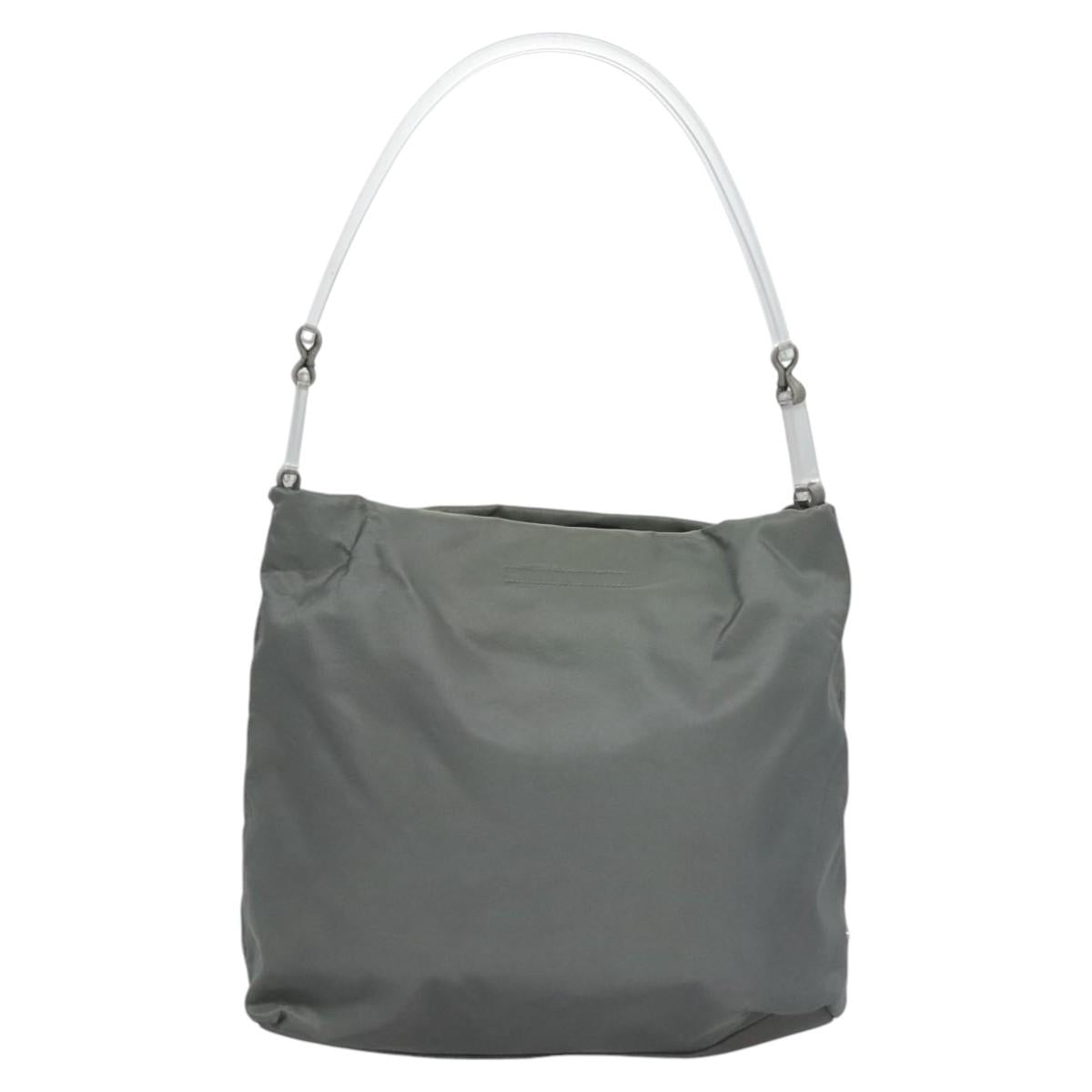 PRADA Shoulder Bag Nylon Gray Auth bs23398