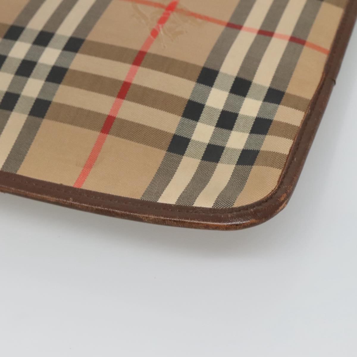 Burberrys Nova Check Clutch Bag Canvas Beige Brown Auth bs23424