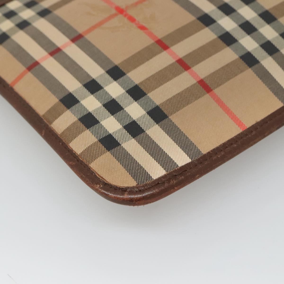 Burberrys Nova Check Clutch Bag Canvas Beige Brown Auth bs23424