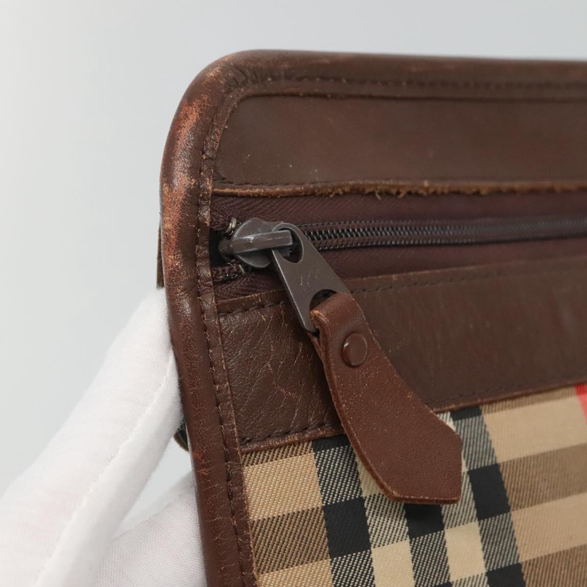 Burberrys Nova Check Clutch Bag Canvas Beige Brown Auth bs23424