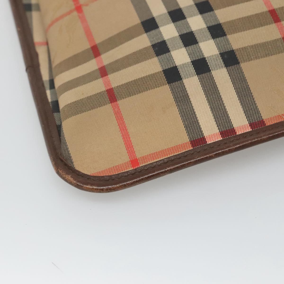 Burberrys Nova Check Clutch Bag Canvas Beige Brown Auth bs23424