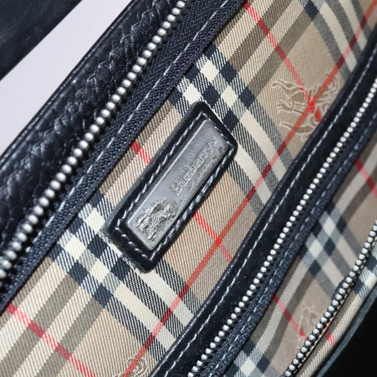 Burberrys Hand Bag Leather Black Auth bs23427