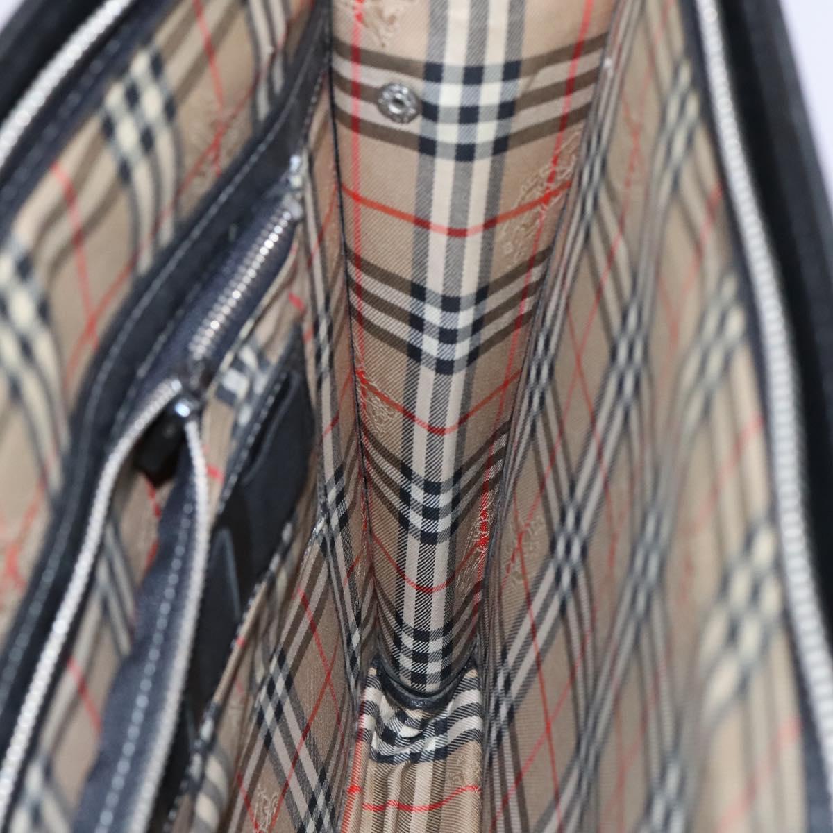 Burberrys Hand Bag Leather Black Auth bs23427