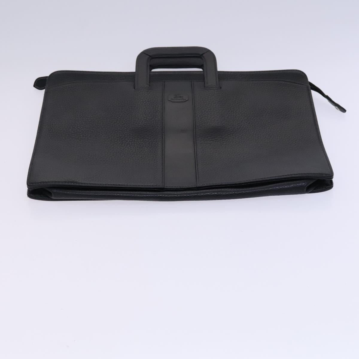 Burberrys Hand Bag Leather Black Auth bs23427