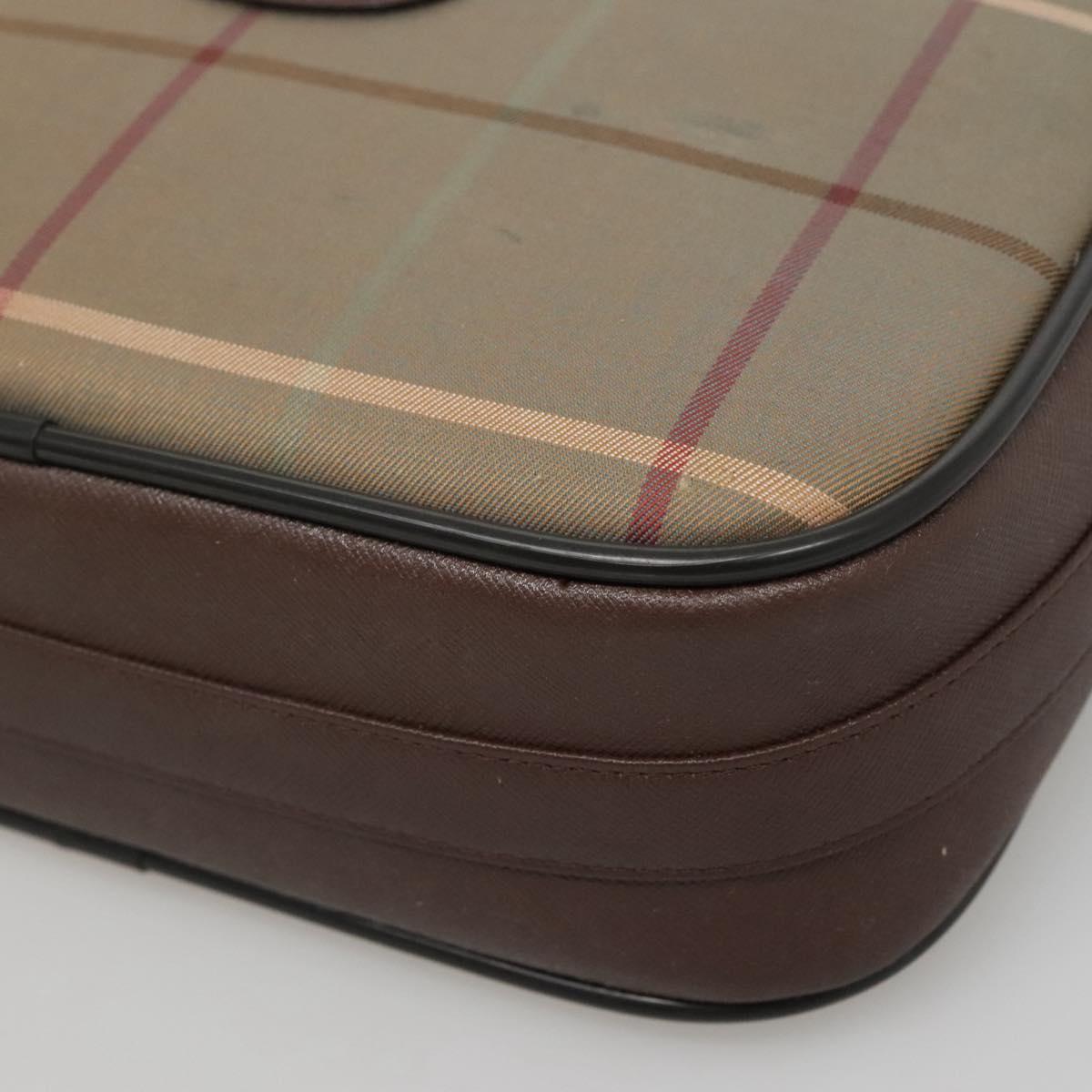 Burberrys Nova Check Shoulder Bag Canvas Beige Gold Auth bs23437