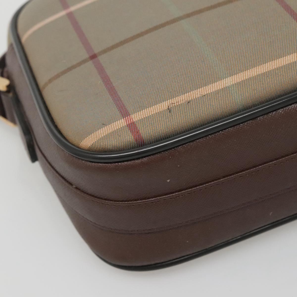 Burberrys Nova Check Shoulder Bag Canvas Beige Gold Auth bs23437