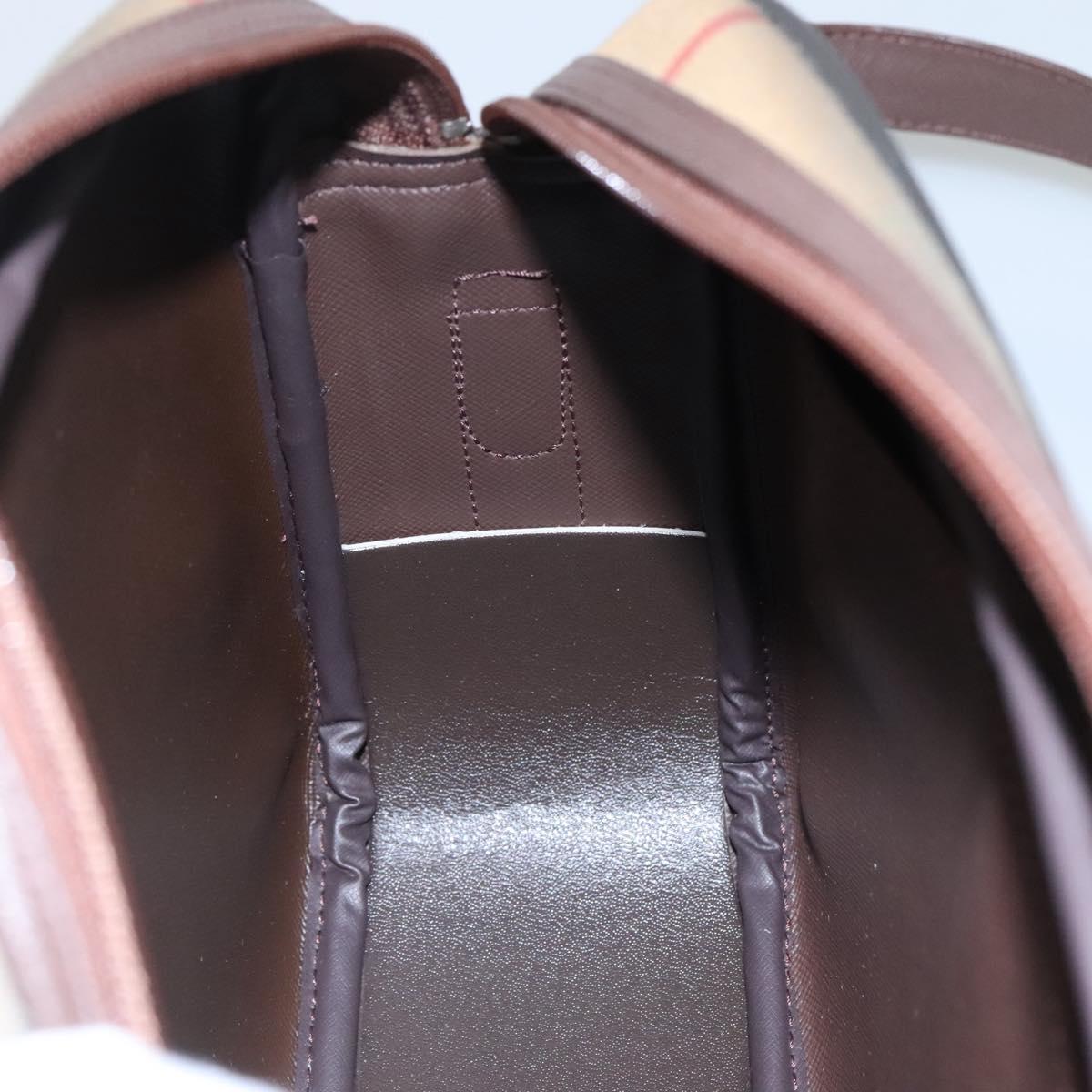 Burberrys Nova Check Shoulder Bag Canvas Beige Gold Auth bs23437