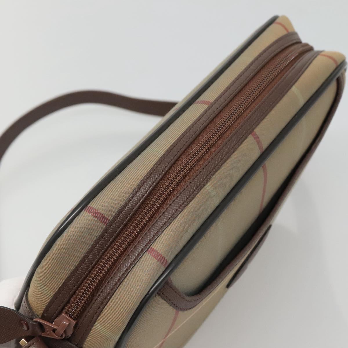 Burberrys Nova Check Shoulder Bag Canvas Beige Gold Auth bs23437