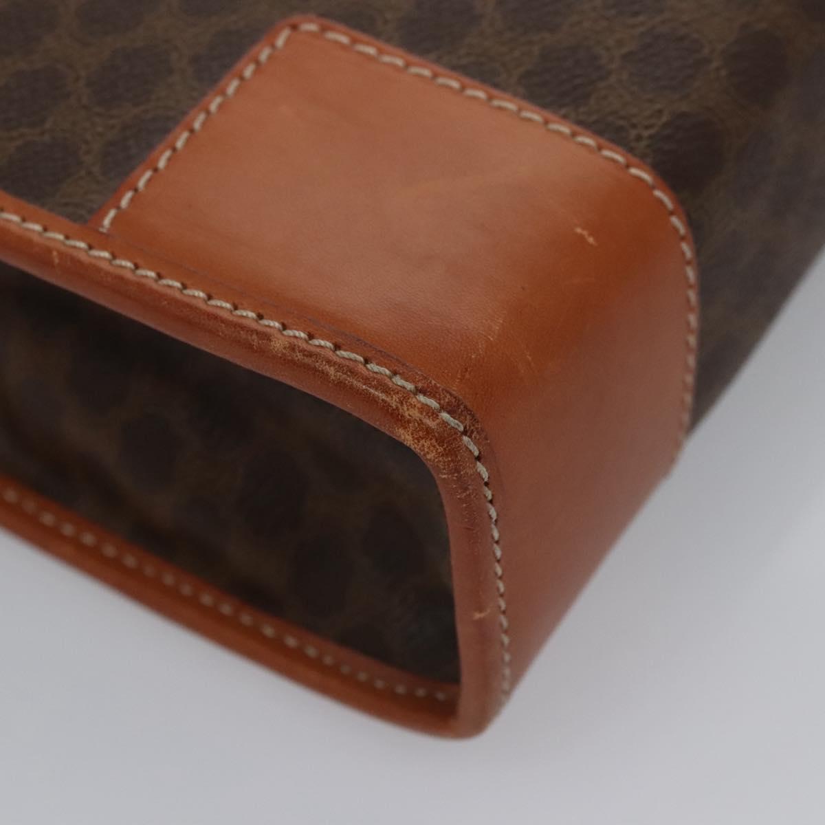 CELINE Macadam Canvas Hand Bag PVC Leather Brown Auth bs23451