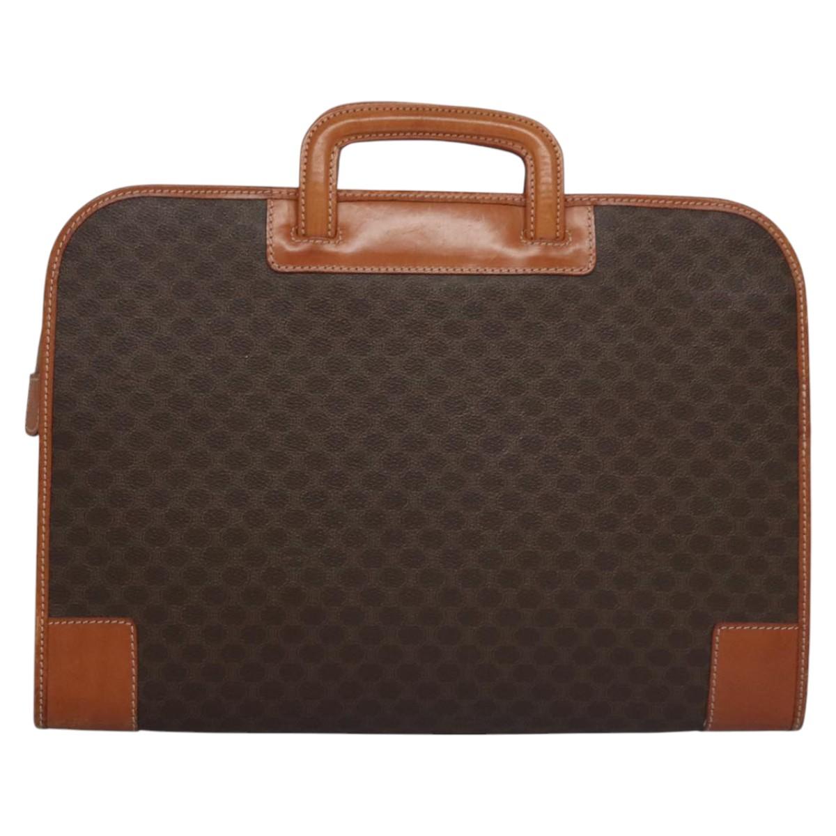 CELINE Macadam Canvas Hand Bag PVC Leather Brown Auth bs23451