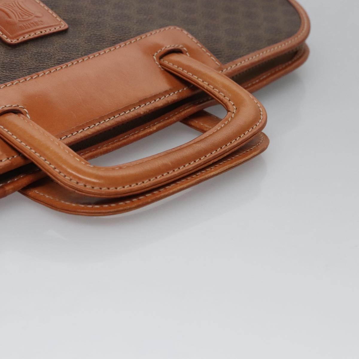 CELINE Macadam Canvas Hand Bag PVC Leather Brown Auth bs23451