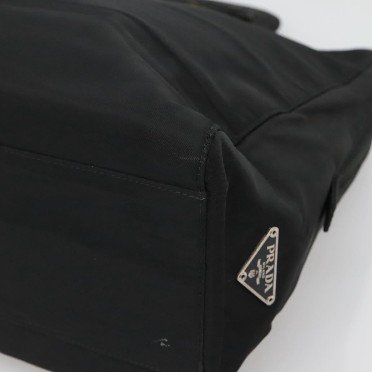 PRADA Hand Bag Black Silver Auth bs23459