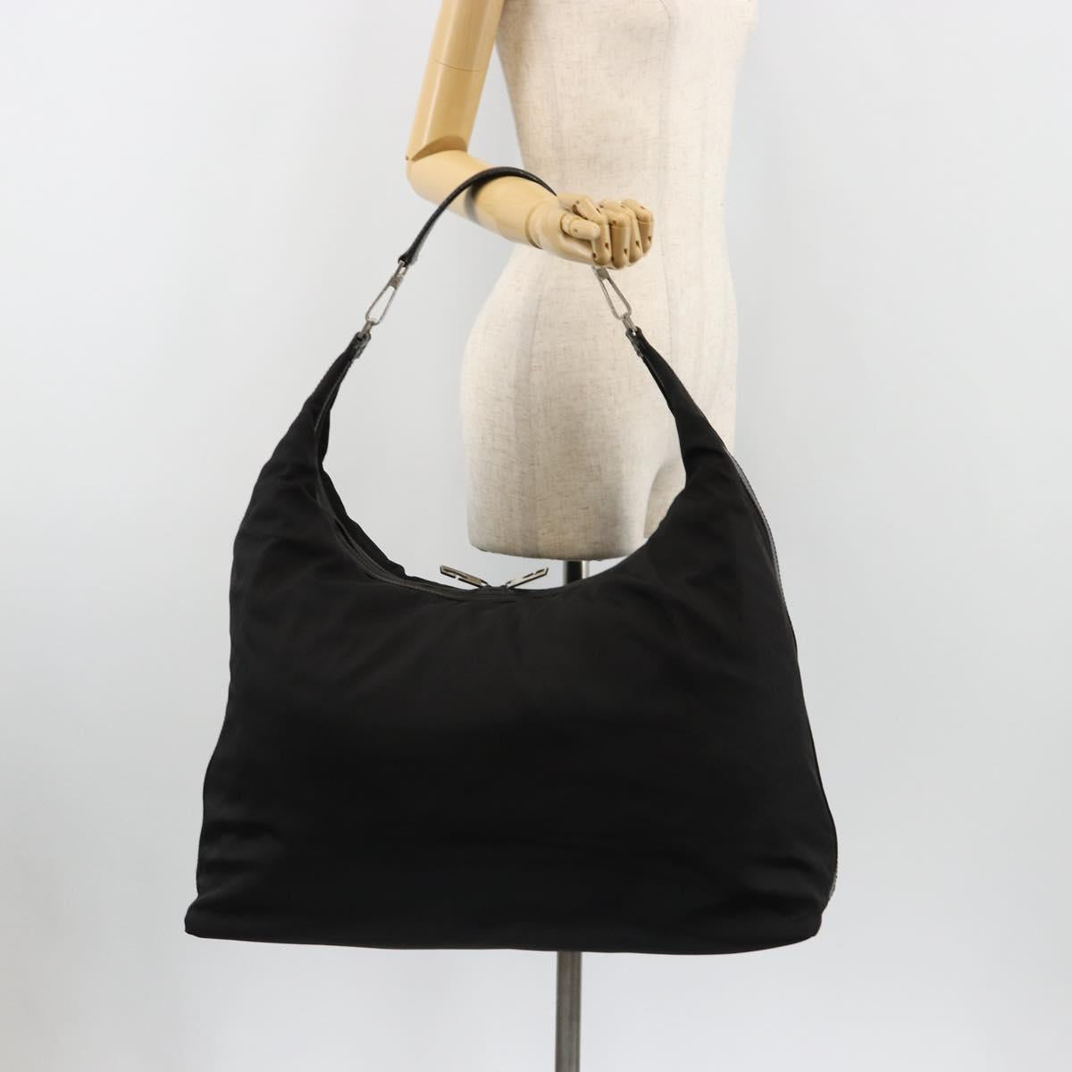GUCCI Shoulder Bag Nylon Black Silver 012 1553 0326 Auth bs23480