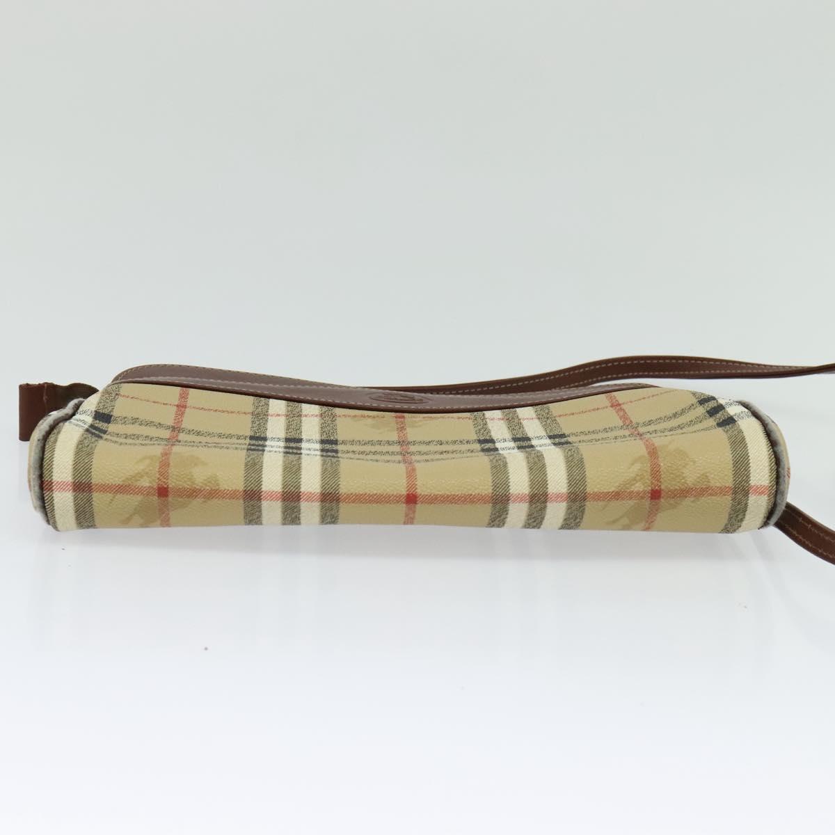 Burberrys Nova Check Shoulder Bag PVC Beige Brown gold Auth bs23485