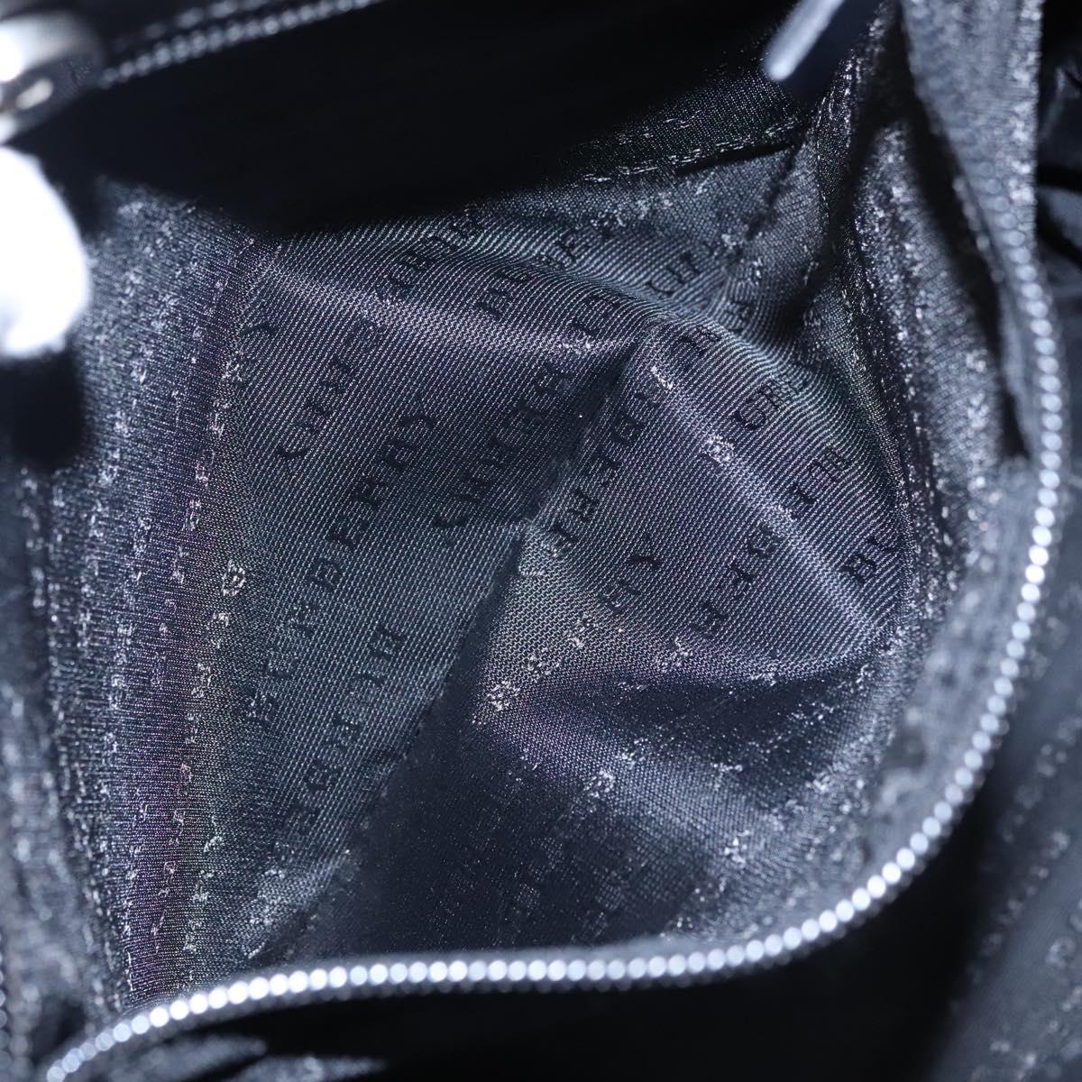 BURBERRY Nova Check Hand Bag PVC Beige Silver Auth bs23486