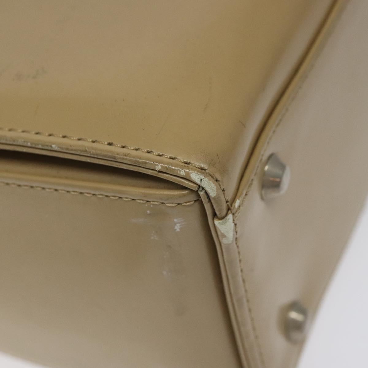 SAINT LAURENT Shoulder Bag Leather Beige Silver Auth bs23487