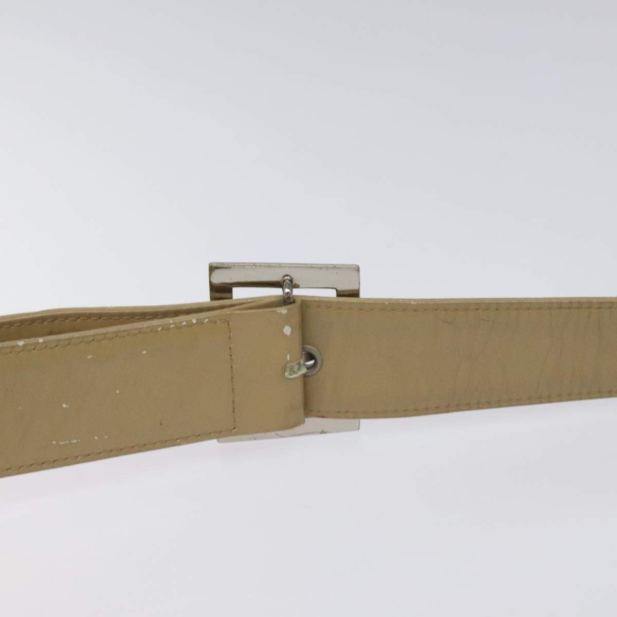 SAINT LAURENT Shoulder Bag Leather Beige Silver Auth bs23487