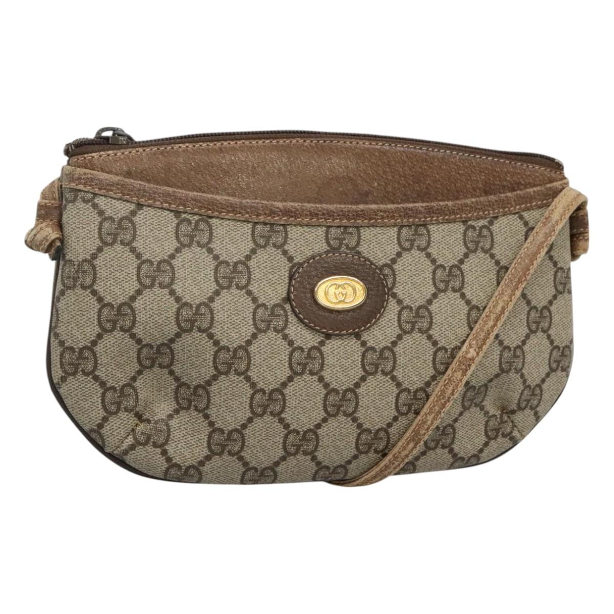 GUCCI GG Supreme Shoulder Bag PVC Beige Gold 904 02 020 Auth bs23501