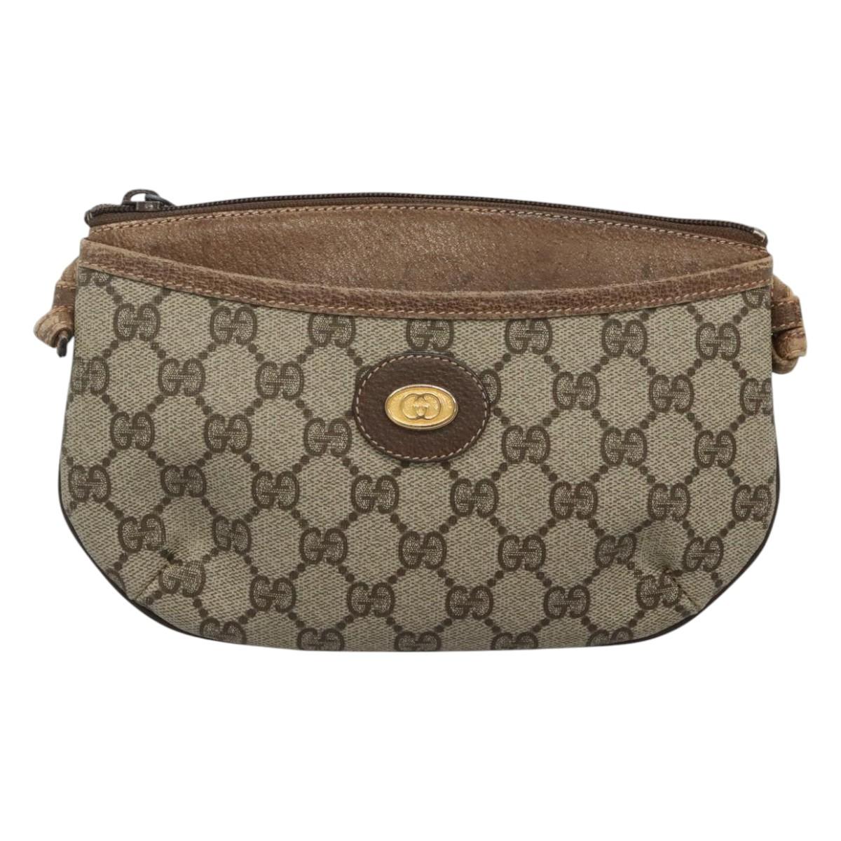 GUCCI GG Supreme Shoulder Bag PVC Beige Gold 904 02 020 Auth bs23501