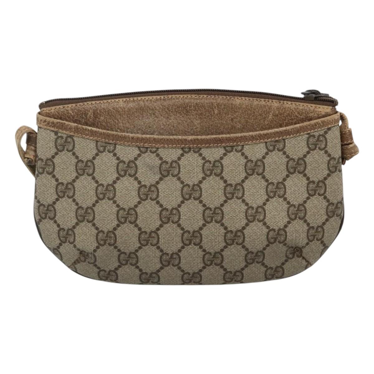 GUCCI GG Supreme Shoulder Bag PVC Beige Gold 904 02 020 Auth bs23501